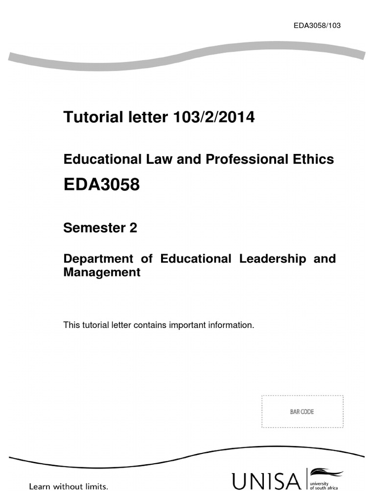 Tutorial Letter 103 2014 - EDA3058 | PDF | Test (Assessment ...