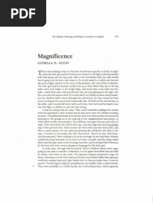 summary of magnificence by estrella alfon