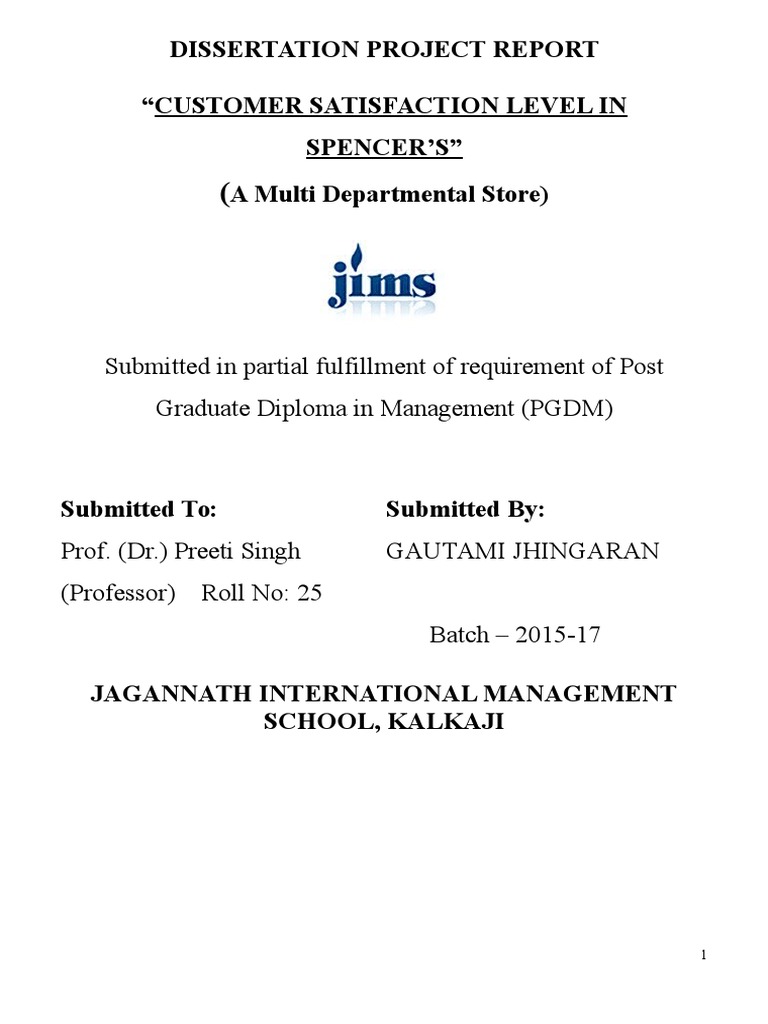 Dissertation Project Report On Spencer's Final | PDF | Grocery Store ...