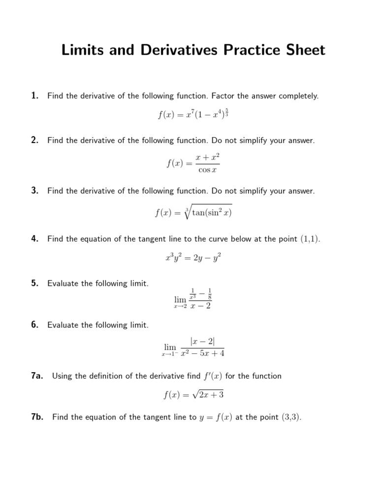 Calculus Questions 1 | PDF | Teaching Methods & Materials