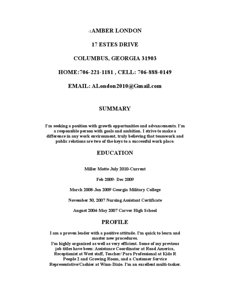 Jobswire Com Resume Of Amber London Teachers Business