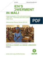 Women's Empowerment in Mali: Impact Evaluation of The Educational Project: Girls CAN - Promoting Secondary Education in West Africa'