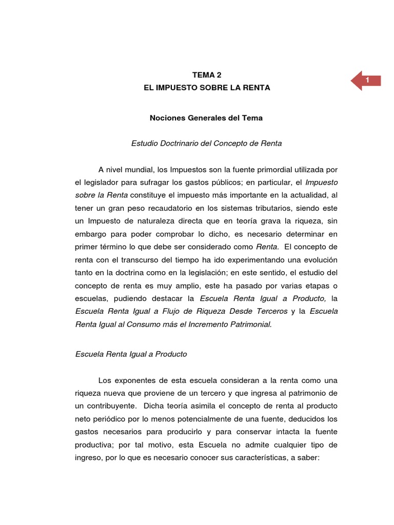Concepto y Escuelas del Impuesto a la Renta | PDF | Impuesto sobre la ...