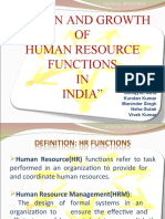 Origin and Growth OF Human Resource Functions IN India