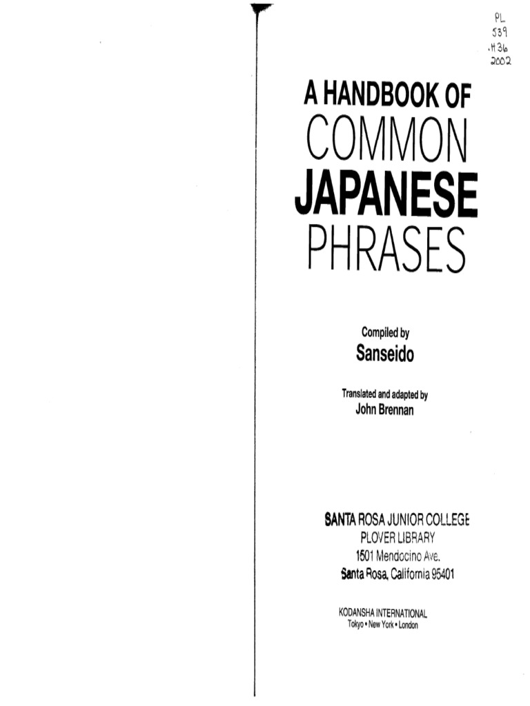 A Handbook of Common Japanese Phrases PDF | PDF