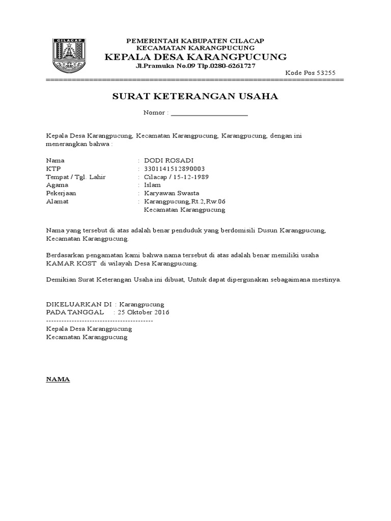 Contoh Surat Izin Usaha Dari Kelurahan Berbagi Contoh Surat Kuasa