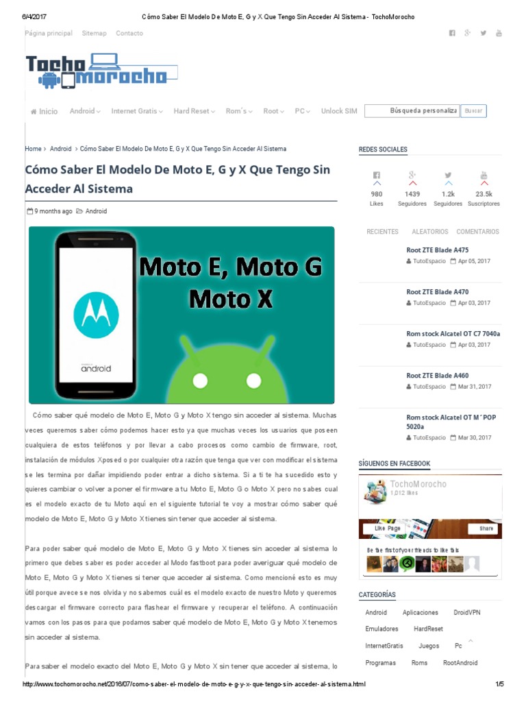 Cómo Saber El Modelo de Moto E, G y X Que Tengo Sin Acceder Al Sistema |  PDF | Android (sistema operativo) | Youtube