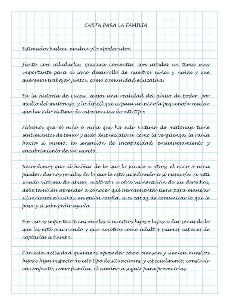 Carta para La Familia-Para Imprimir PDF PDF