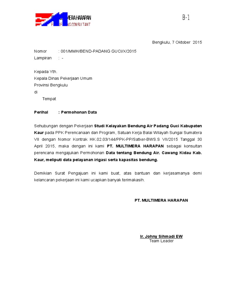Surat Permohonan Data Multimera Dinas Pu Pdf