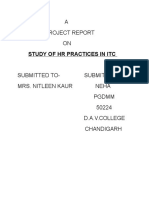 A Project Report ON Study of HR Practices in Itc