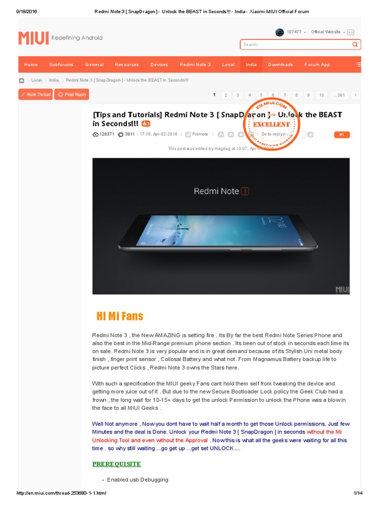 Redmi Note 3 (SnapDragon) - Unlock The BEAST in Seconds!!! | PDF ...