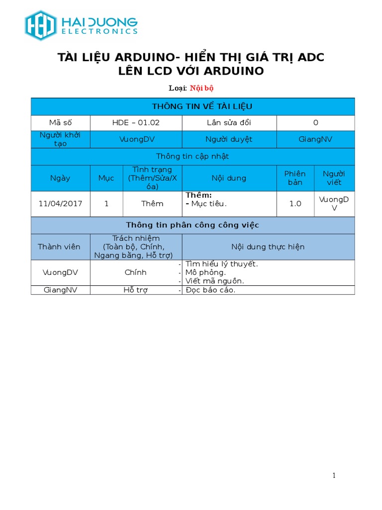 (11042017) Tài Liệu Arduino-hiển Thị Adc Lên Lcd Với Arduino | PDF