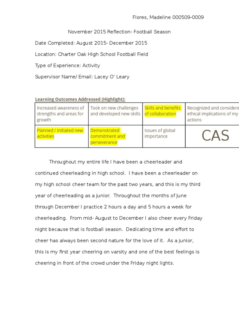 November 2015 Reflection | PDF | Career & Growth | Sports & Recreation