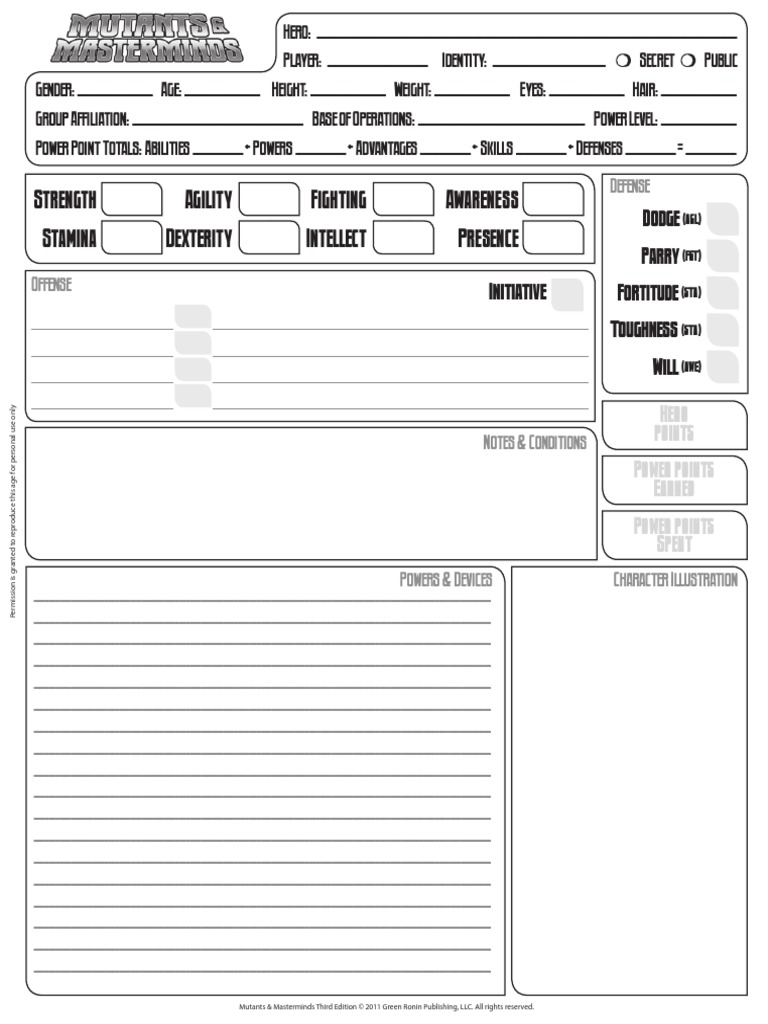 M&M - 3ed - Character Sheet - PB PDF | PDF | Career & Growth | Games ...