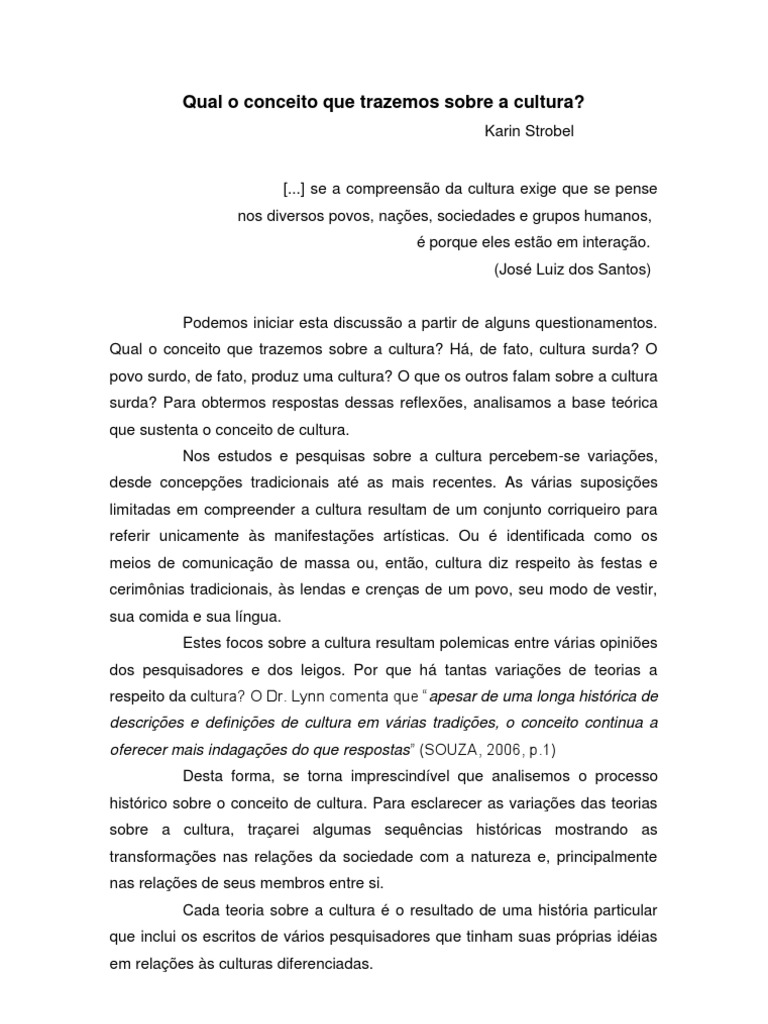 Qual o Conceito Que Trazemos Sobre A Cultura | PDF | Teoria | Sociedade