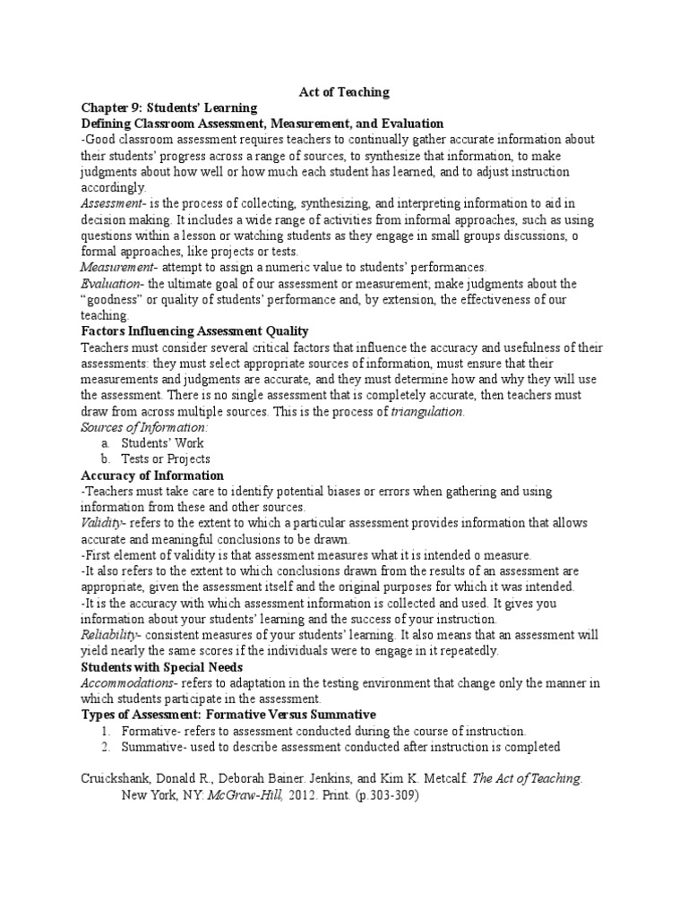 Act of Teaching Chapter 9 | PDF | Accuracy And Precision | Educational ...