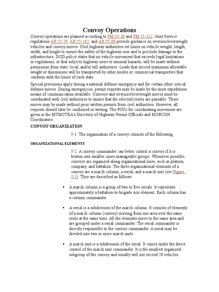 Army Convoy Operations Overview | PDF | Convoy | Traffic