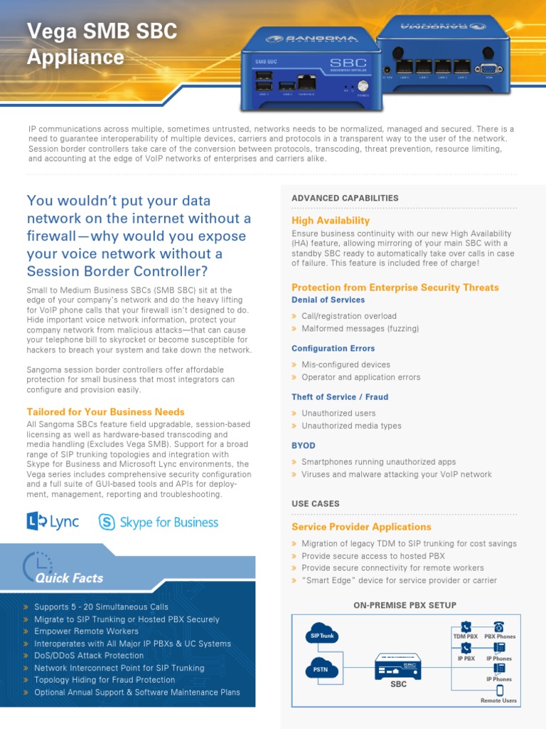SBC SMB Datasheet Web | PDF | Session Initiation Protocol | Computer ...