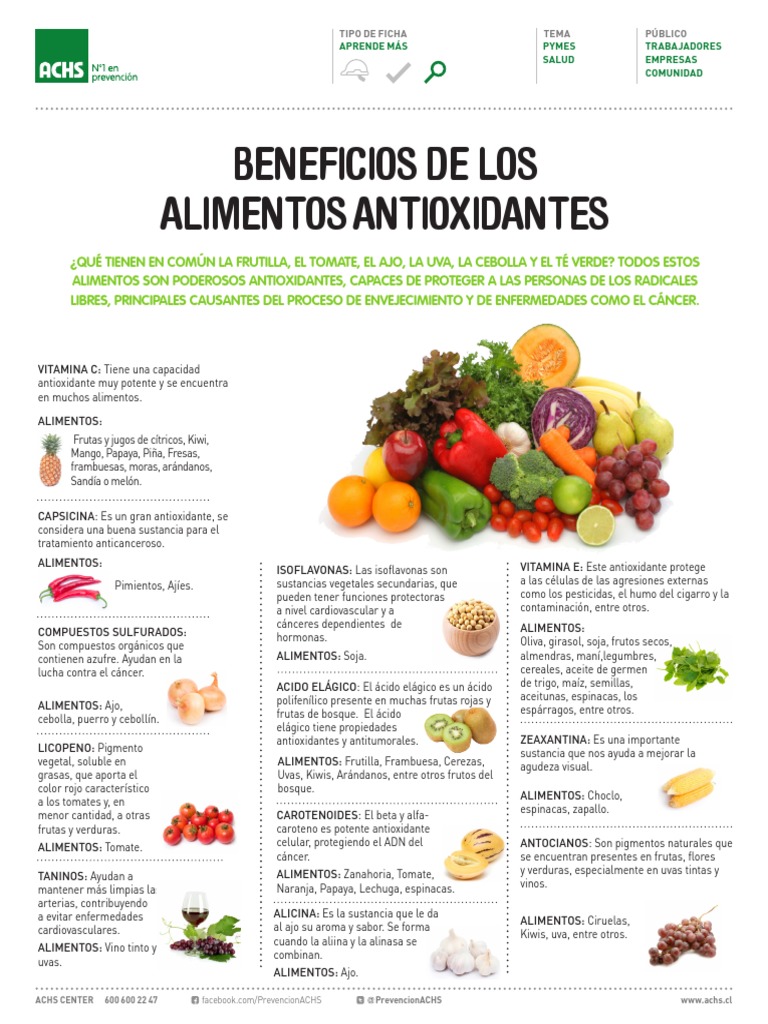 Beneficios de Alimentos Antioxidantes | PDF | Antioxidante | Tomate