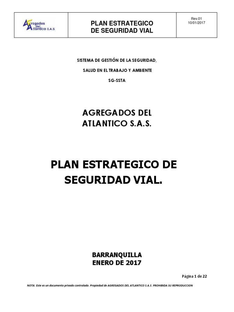 Plan Estrategico de Seguridad Vial ADA | PDF | Accidente de tráfico ...