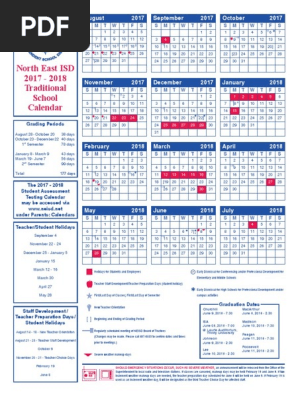 2017 2018traditionalcalendar | PDF | Schools | Educational Organizations