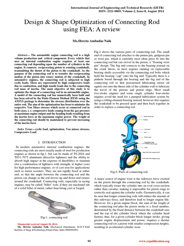 Design & Shape Optimization of Connecting Rod Using FEA: A Review | PDF ...