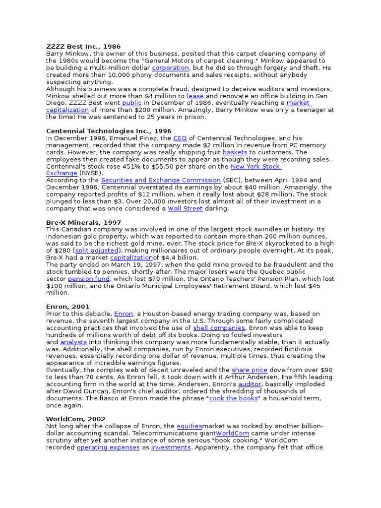 Case Study Companies Financial Economics
