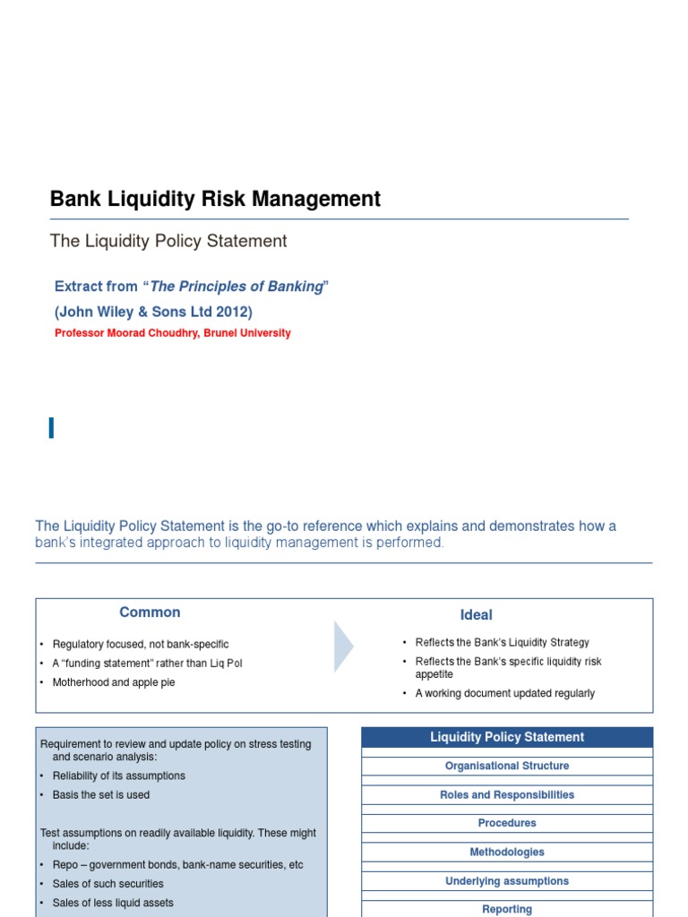 Bank Liquidity Policy Statement | PDF | Market Liquidity | Liquidity Risk