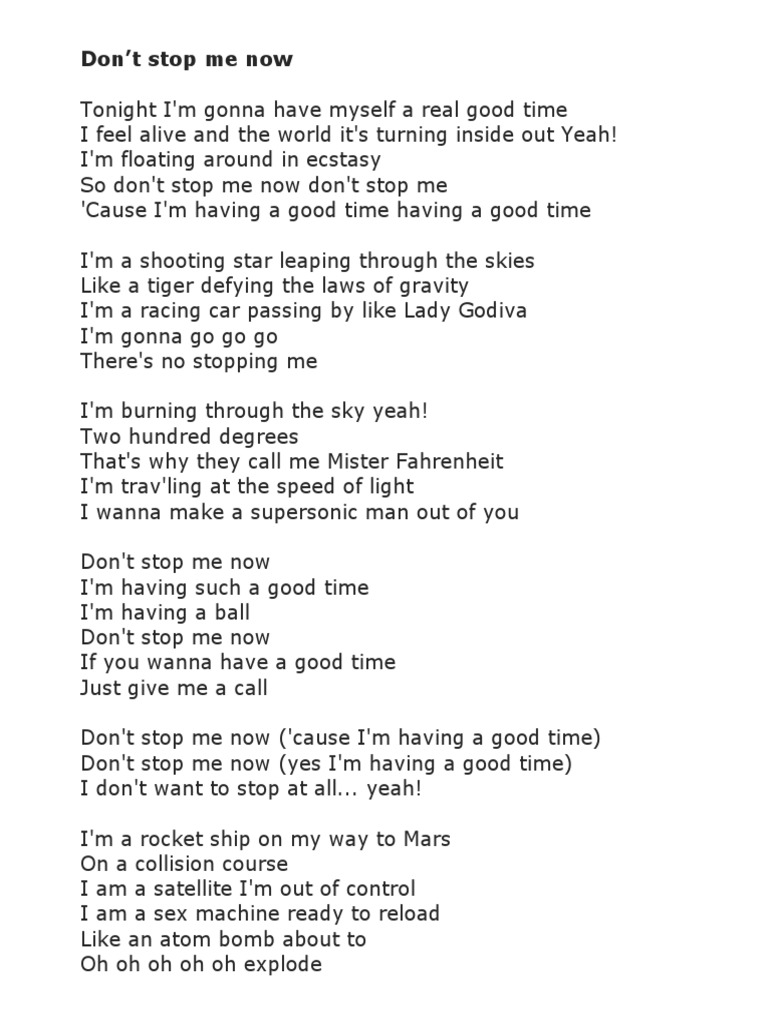 Dont Stop Me Now Lyrics