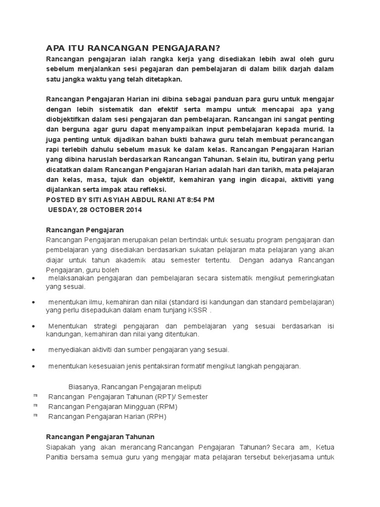 Apa Itu Rancangan Pengajaran Pdf