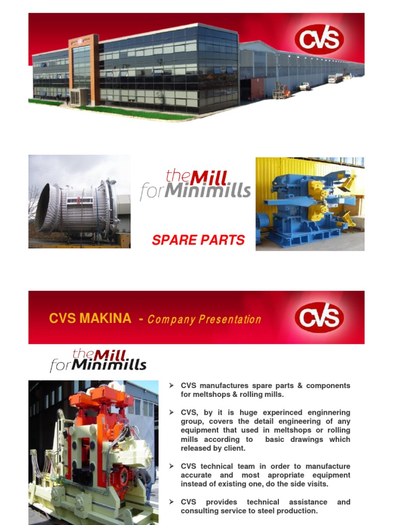 CVS Spare Parts for Steel Production | PDF