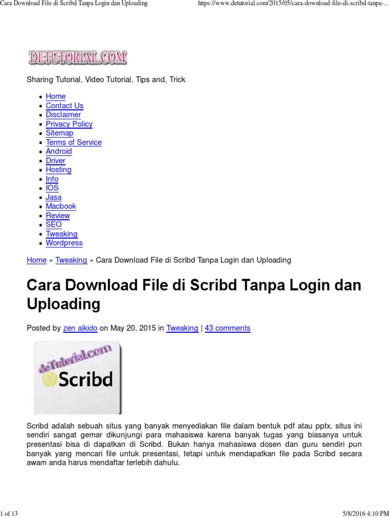 Cara Mendownload Scribd Pdf