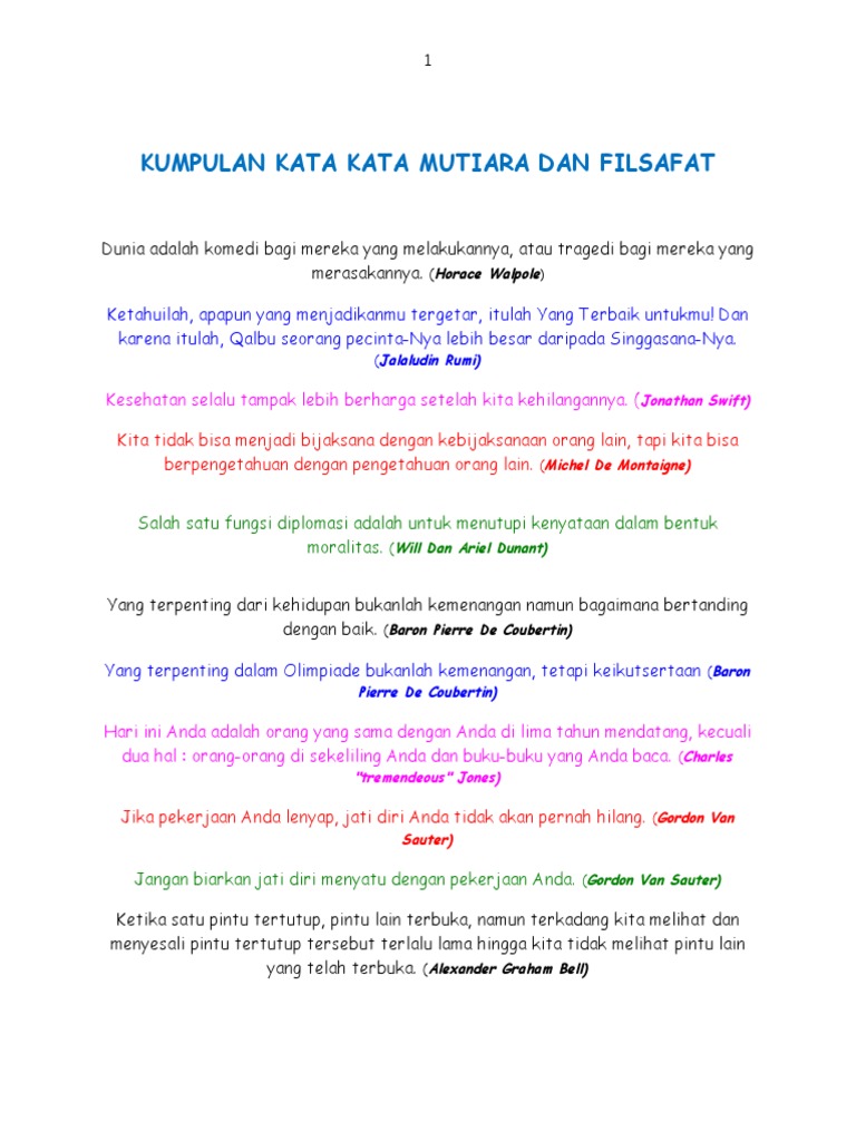 Kumpulan Kata Mutiara Dunia 1