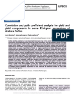 Correlation and Path Coefficient Analysis For Yield and Yield Components in Some Ethiopian Accessions of Arabica Coffee