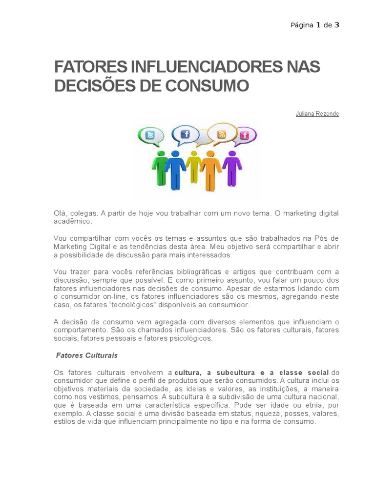 Fatores Influenciadores Nas Decisões de Consumo | Estilo de Vida