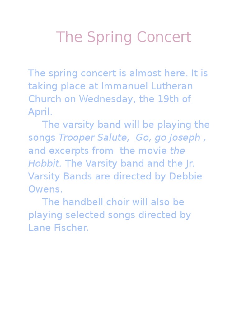Spring Concert at Immanuel Lutheran | PDF