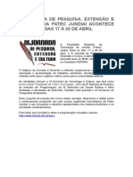 III JORNADA DE PESQUISA, EXTENSÃO E CULTURA DA FATEC JUNDIAÍ ACONTECE  ENTRE OS DIAS 17 A 20 DE ABRIL 