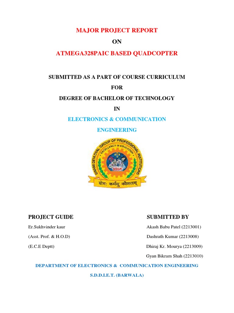 Major Project Report: Submitted As A Part of Course Curriculum FOR ...