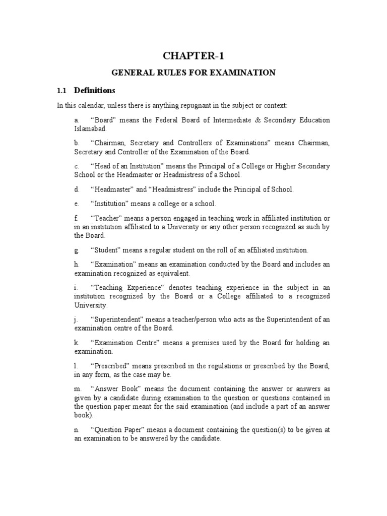 General Rules for Examination(2) University And College Admission