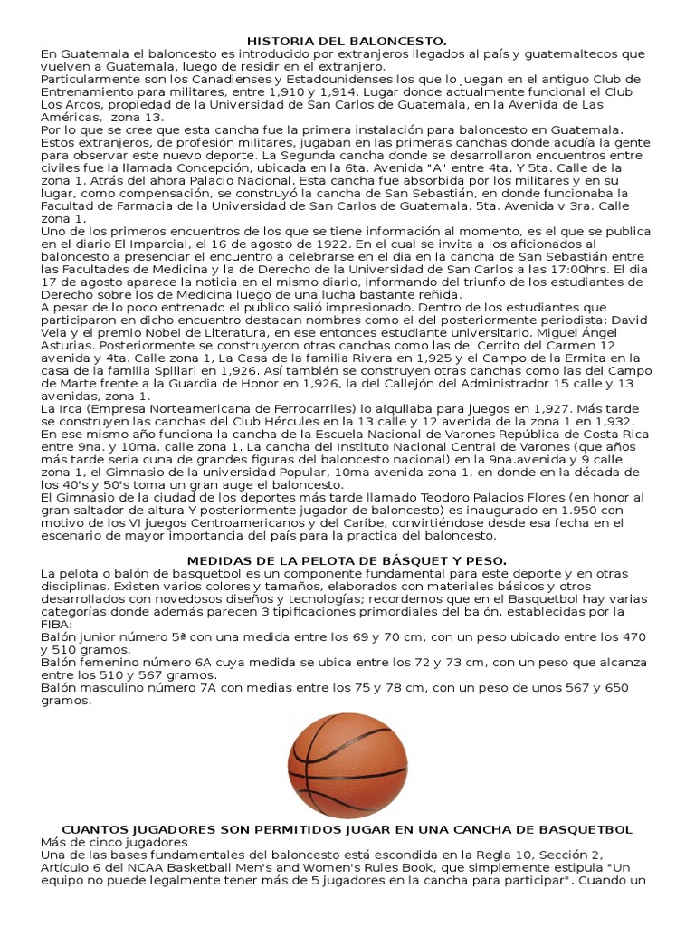 Historia Del Baloncesto | PDF | Posiciones de baloncesto | Deportes