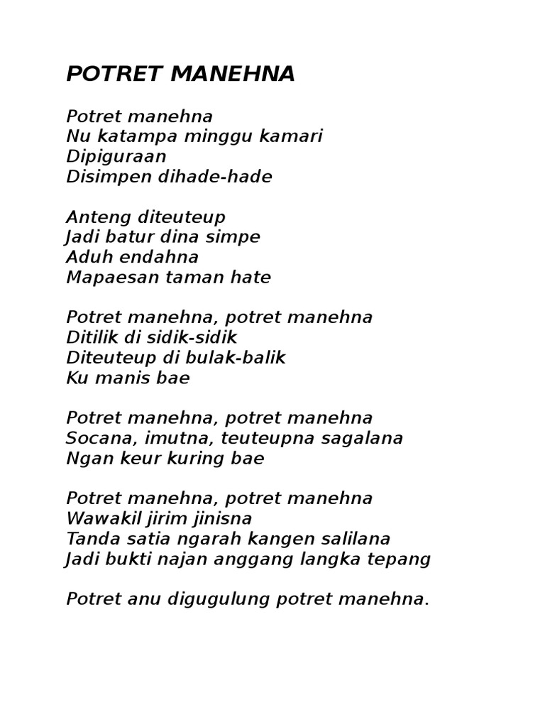 Lirik Lagu Potret Manehna