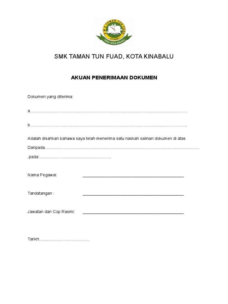 Borang Akuan Penerimaan Dokumen