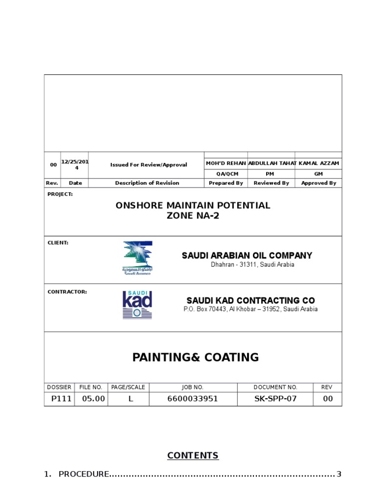 Painting Procedure for Saudi Aramco Project | PDF | Paint | Calibration
