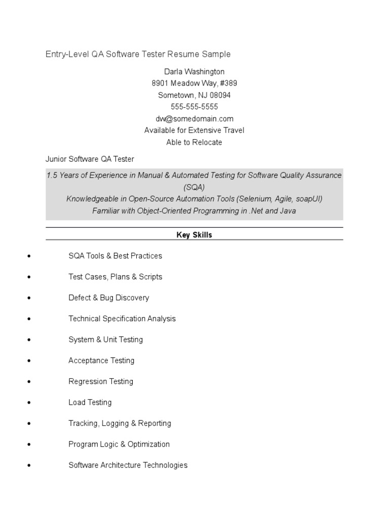 EntryLevel QA Tester PDF Selenium (Software) Software Bug