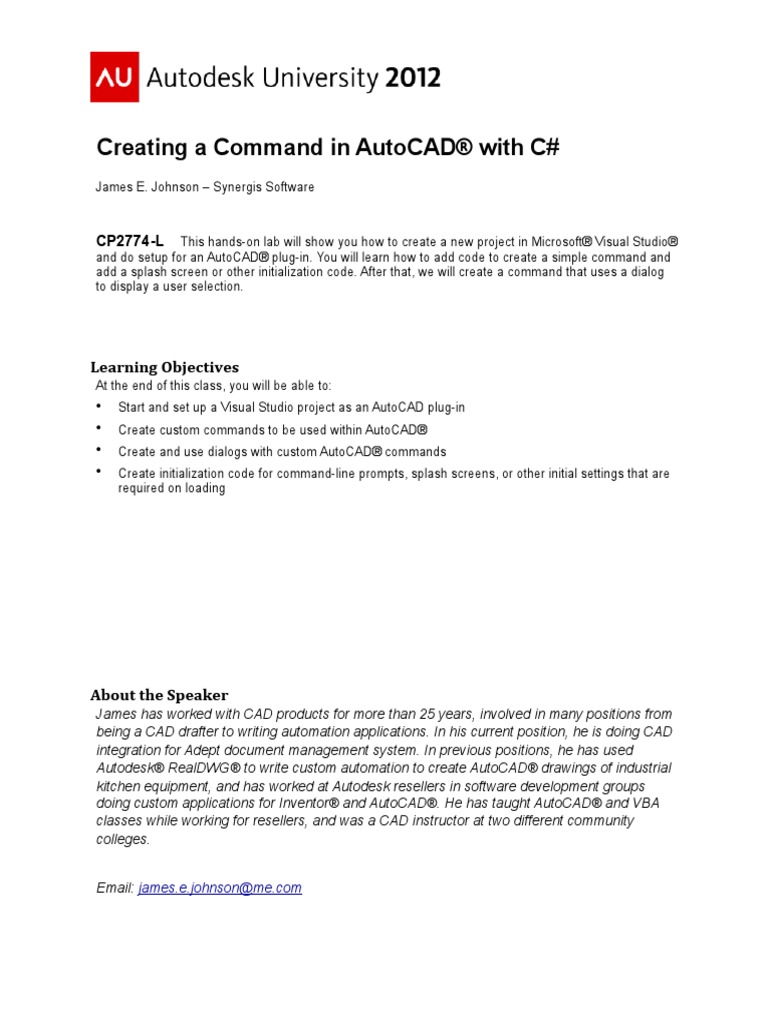 Creating A Command in AutoCAD With C# | PDF | Auto Cad | Microsoft ...