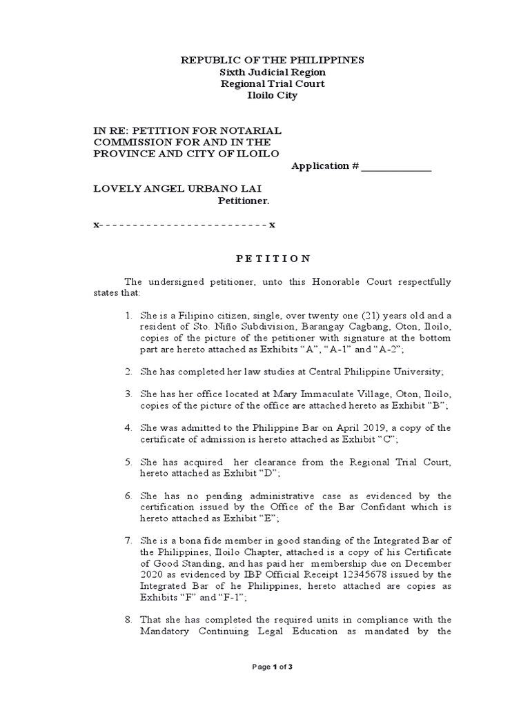 Petition for Notarial Commission (Filled Up) Notary Public