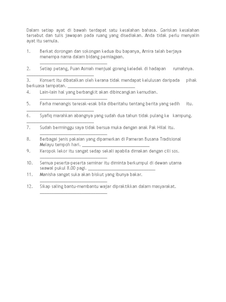 Latihan Kesalahan Bahasa