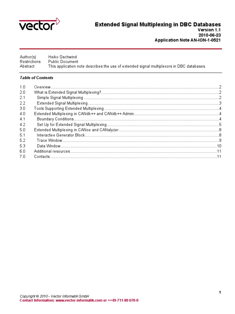 AN-ION-1-0521 Extended Multiplexing in DBC Databases PDF | PDF | Signal ...