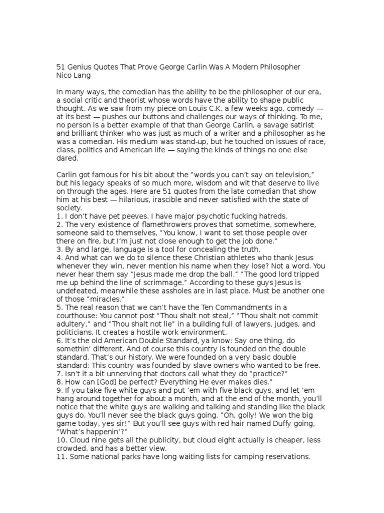 It's a Big Party and You're Not Invited”: Review of George Carlin's  American Dream | Socialist Alternative, image size:768x1024