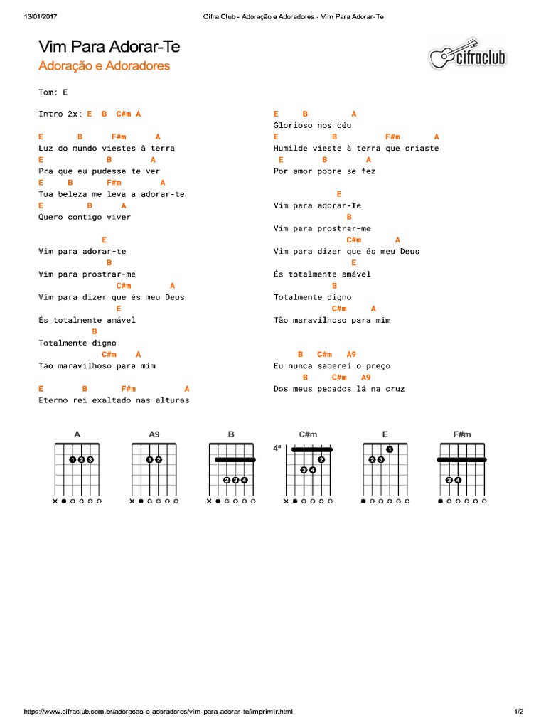 VIM PARA ADORAR-TE, ADORAÇÃO E ADORADORES, CIFRA, GRAUS, LETRA